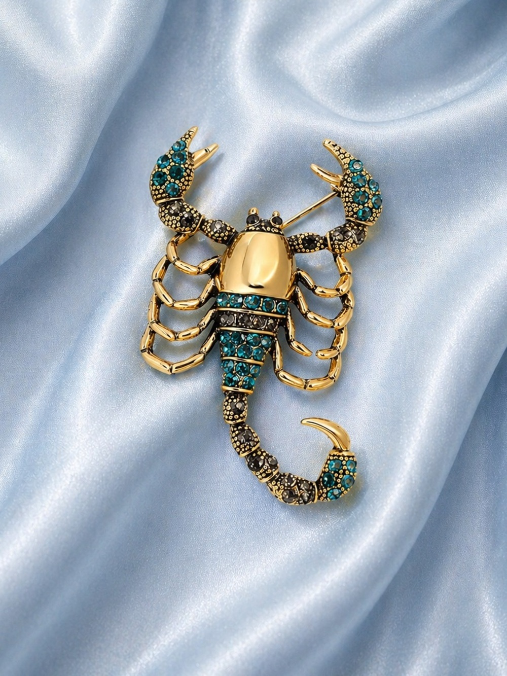 Gold Scorpion Crystal Brooch